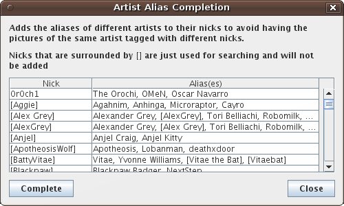 Artist Alias Completion